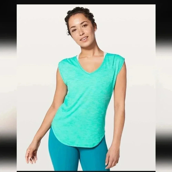 Lululemon Sweat Times Short Sleeve Heathered Eucalyptus - Picture 1 of 6